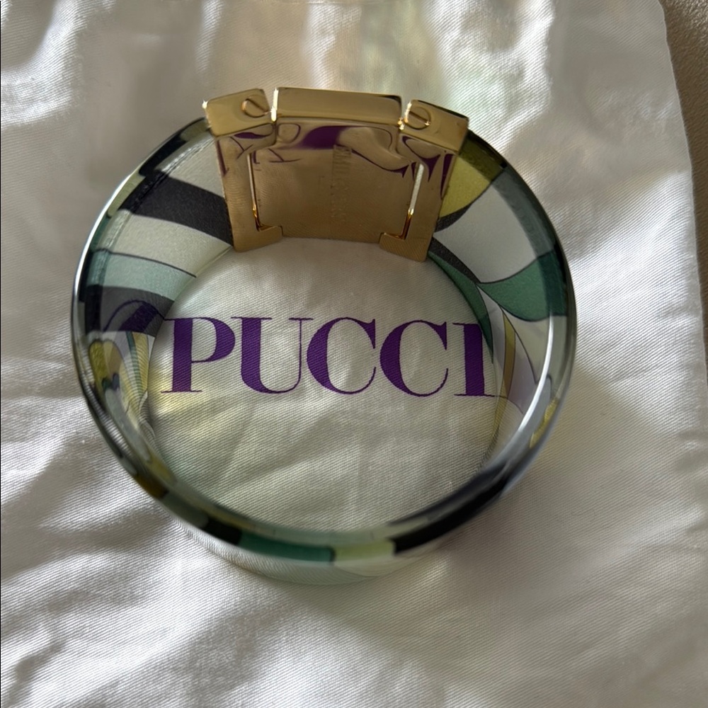 Emilio Pucci retro green and black resin cuff - Picture 9 of 14